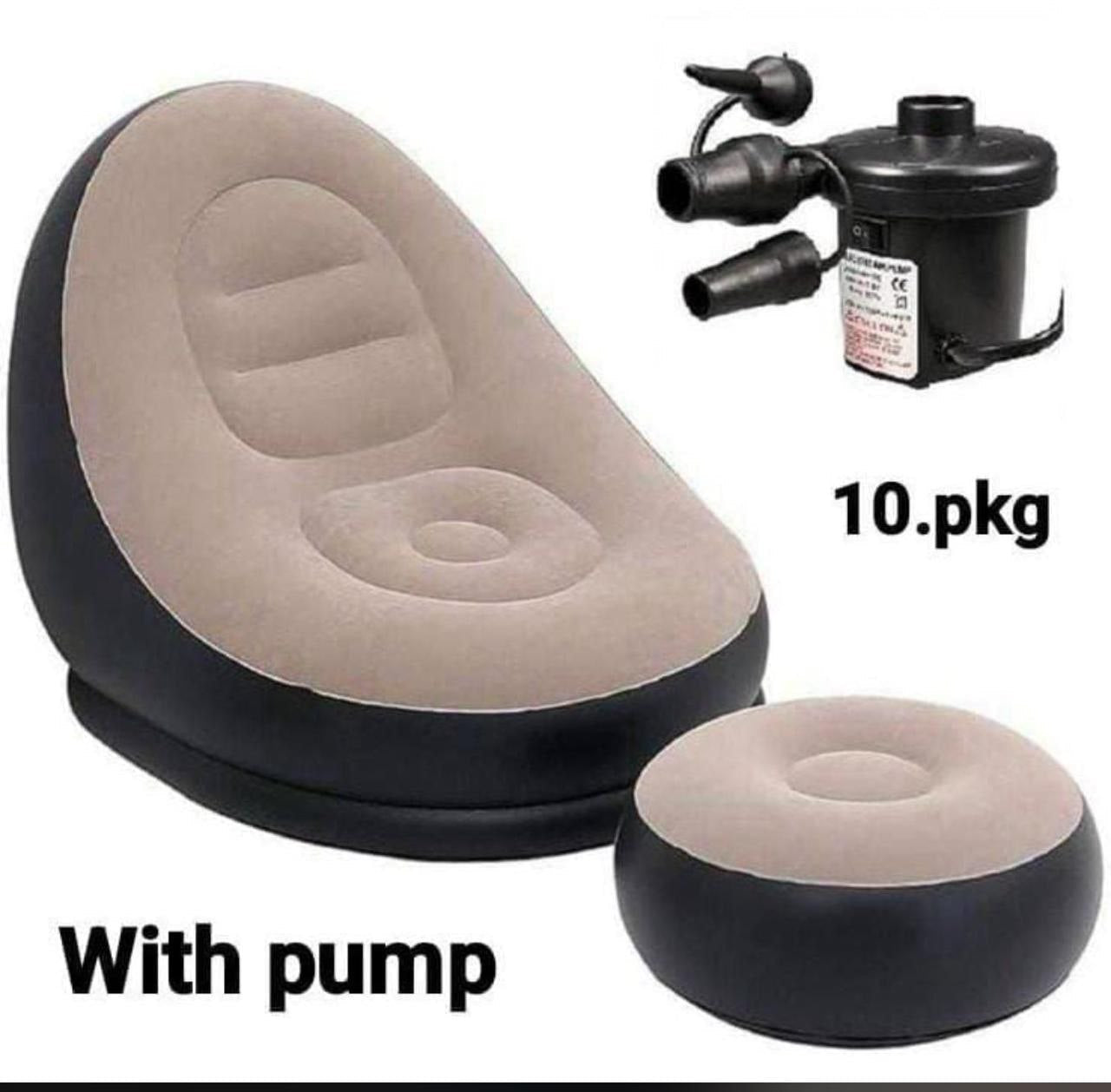 Inflatable lounge chair with pump